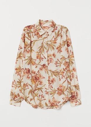 Бежевая блуза в цветочный принт hm6 фото