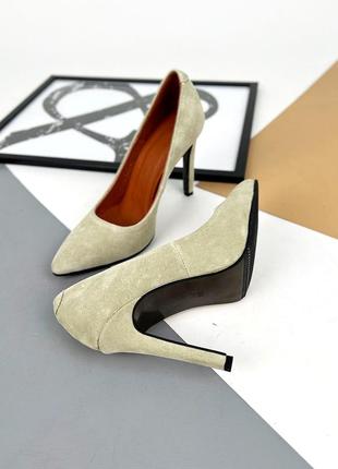 Натуральные туфли лодочки фисташка