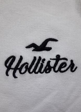 Фирменный базовый хлопковый лонгслив в рубчик с логотипом hollister5 фото