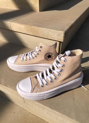 Женские кроссовки converse chuck taylor move high beige 36-37-38-39-40