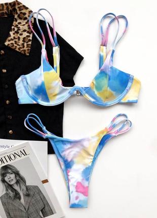 Купальник в двух расцветках голубой и розовый разводы, в лифе поролоновые вставки💋