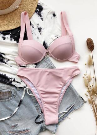 Купальник лиф с плотной чашкой и высокие трусики из рибаны💕