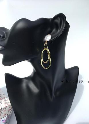 Серьги колечки с жемчугом в золоте
