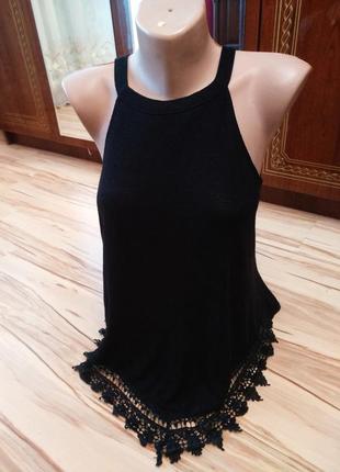 Стильна майка в рубчик мереживо l xl