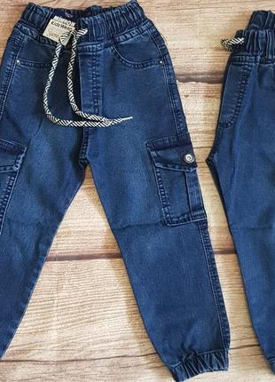 Джинсові джогери карго штани на резинці