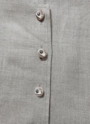 Винтажная льняная блуза с пышным рукавом.8 фото