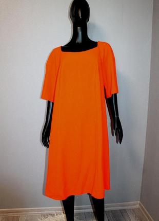 Платье миди текстурное яркое морковно-оранжевое расширенное (4083)1 фото