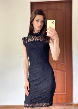 Кружевное чёрное платье vero moda