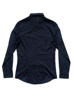 H&m темно-синяя slim fit мужская рубашка приталенная8 фото