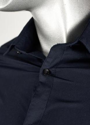 H&m темно-синяя slim fit мужская рубашка приталенная5 фото