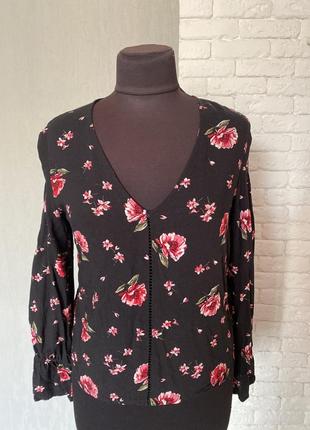 Блузка, блуза  цветочный принт, блуза у квіти divided от h&m, m2 фото