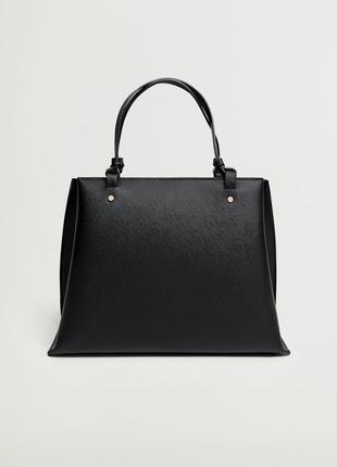Сумка-шоппер с ручками черная mango, чорна жіноча сумка трендова стильна фірмова.