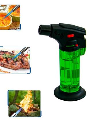 Фломбер с пьезоподжигом blow torch jet lighter зеленая кулинарная горелка, газовая горелка туристическая (st)