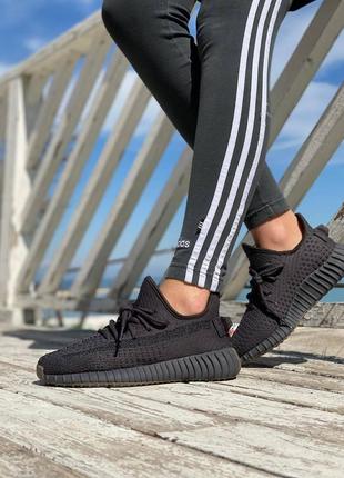 Жіночі кросівки adidas yeezy boost 350 black cinder рефлективна смужка4 фото