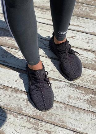 Жіночі кросівки adidas yeezy boost 350 black cinder рефлективна смужка10 фото