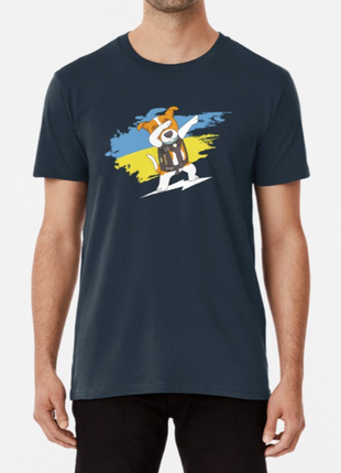 Мужская и женская патриотическая футболка с принтом пёс собака патрон, патрон сапёр - dog patron ukr6 фото