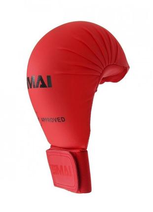 Перчатки для карате з ліцензією wkf червоні smai sm p1014 фото