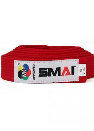 Пояс для кимоно с лицензией wkf | красный | smai sm b001rwkf
