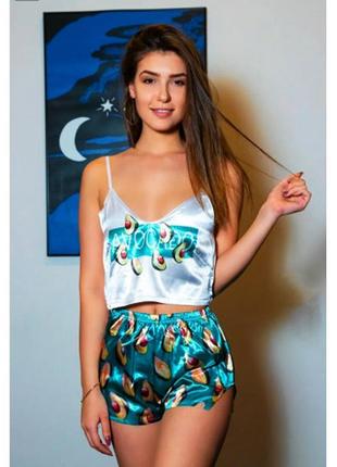 Оригінальні піжамки шорти і топ шовк армані