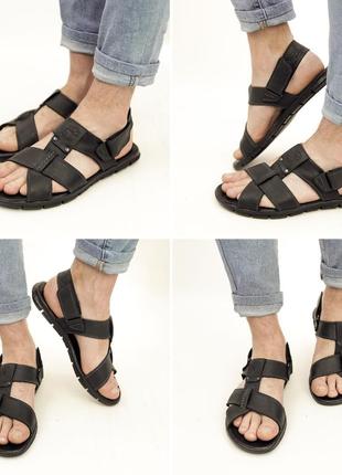 Чоловічі сандалі шкіряні чорні літні (сандалі з натуральної шкіри чорного кольору) - чоловіче взуття на літо 2022
