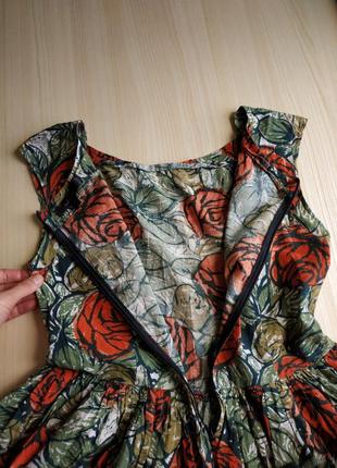 Платье хлопок винтаж розы мини пвшное s знленое оранжевый7 фото