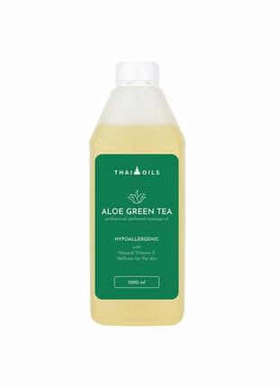 Профессиональное кокосовое массажное масло «thai oils»  «aloe green tea» 1000 ml