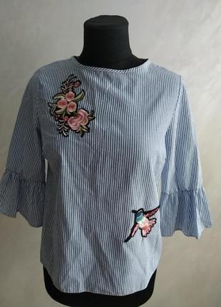 Блуза блузка в полоску з вишивкою