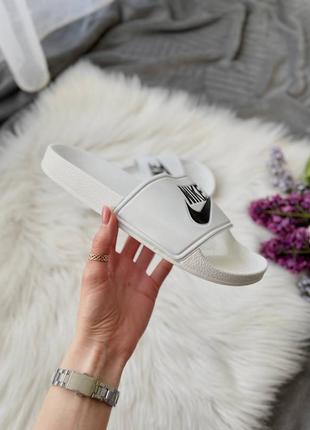 Тапки тапочки slides logo swoosh 'white' шльопанці3 фото