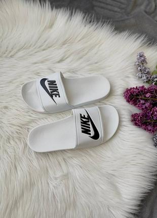 Тапки тапочки slides logo swoosh 'white' шльопанці6 фото