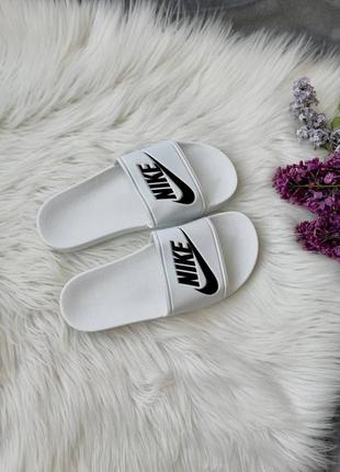 Тапки тапочки slides logo swoosh 'white' шльопанці2 фото