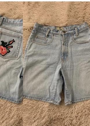 Літні вільні шорти line вінтаж з вишивкою cotton летние шорты оверсайз