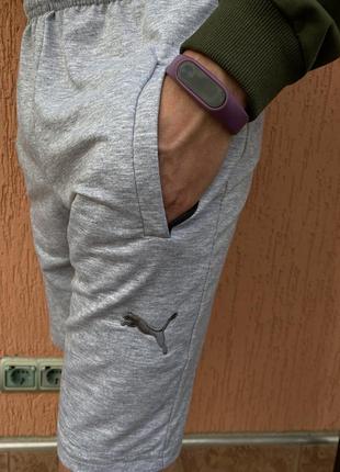 Світло-сірі чоловічі шорти з вишитими значком «puma»4 фото