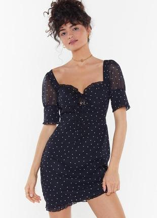 Сукня в горошок чорна з рюшами чашками ніжна прикольна плаття