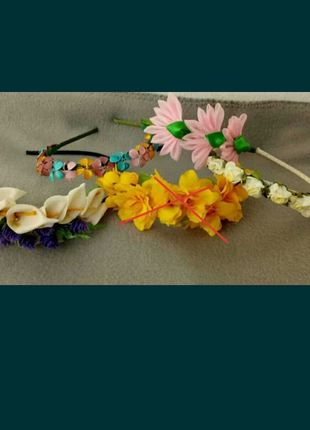 Обручі заколки резинки квіти оригінальні українськи handmade5 фото