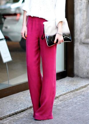 38-40р. малинові крепдешинові рівні штани