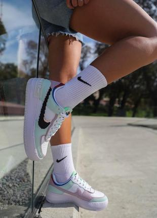 Nike air force 1 shadow white mint новинка трендові жіночі кросівки найк форс мятні бірюзові весна літо осінь женские мятные бирюзовые кроссовки