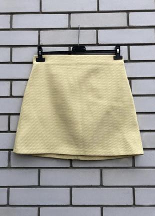 Жаккардовая ,желтая юбка-а силуэт,плотная,фактурная ткань, zara2 фото