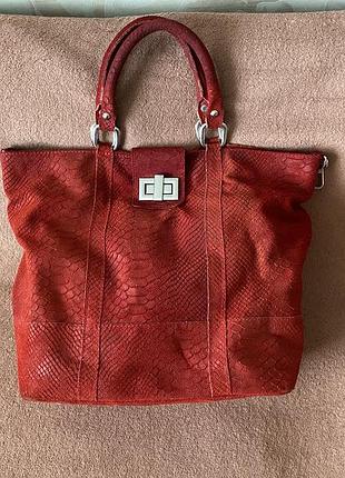 Сумка вместительная натуральная замша италия