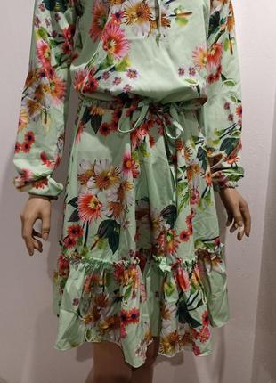 Салатова квіткова сукня з софту6 фото