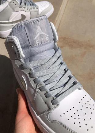 Жіночі кросівки nike air jordan 1 silver grey white 36-37-38-39-40-413 фото