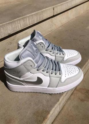 Женские кроссовки nike air jordan 1 silver grey white 36-37-38-39-40-417 фото