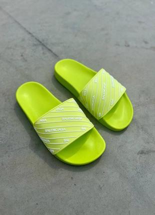 Женские шлепанцы slides small logo ‘neon green’ 36-37-38-39-40-41