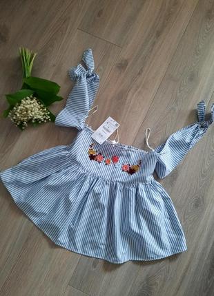 Блузка топ zara з вишивкою. m uk 40