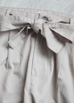 Бежевые хлопковые брюки с поясом zara5 фото