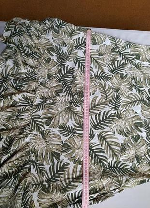 Зелене з листочками монстери сукня з кишенями, з красиві рукавом, дуже м'яке і легке, внизу рюшу6 фото