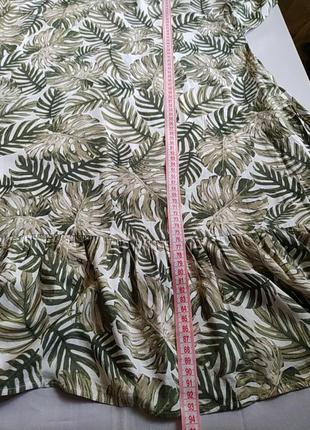 Зелене з листочками монстери сукня з кишенями, з красиві рукавом, дуже м'яке і легке, внизу рюшу7 фото