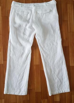 Білі літні брюки льон + коттон basics5 фото