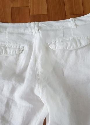 Білі літні брюки льон + коттон basics6 фото