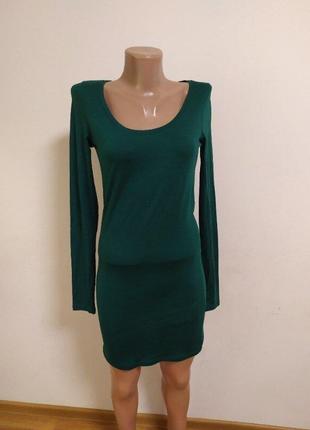 Приталене плаття по фігурі смарагдового кольору vila clothes s m3 фото