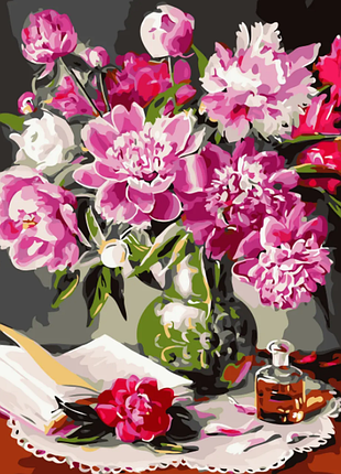 Картина по номерам "букет пионов" 50*65см в коробке